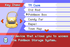 The Key Items bag pocket with the redesigned menu and item icons