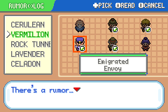 The rumor log, with entries by town