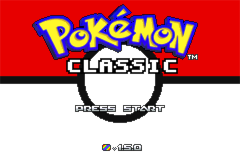 Title screen: the Pokémon logo over the word “Classic” on a red and white Poké Ball background, with “Press Start” and the version number v1.5.0