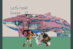 A fighting-game style screen: two characters facing off in front of a huge Wailord, with a combo counter in the corner