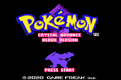 Title screen: Crystal Advance Redux Version, with Suicune's silhouette