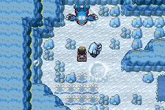 Exploring an ice cave with a Piloswine following