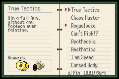 The quest log, showing the True Tactics quest and its rewards