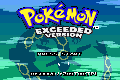 Title screen: the Pokémon Exceeded logo over a green Rayquaza