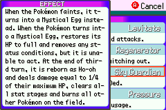 A full-page ability description scrolling beside a list of four ability names