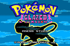 Title screen: Glazed Version, with a Pokémon silhouette against a sea of clouds