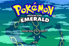 Title screen, version 3.5, with Rayquaza behind the logo