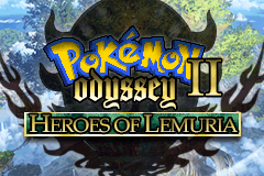 The game's title screen, Pokémon Odyssey II: Heroes of Lemuria