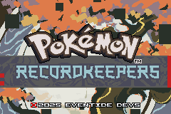 Title screen: the Pokémon logo over a Recordkeepers wordmark on a patterned grey and orange backdrop