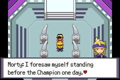 Morty talking to the player in his gym