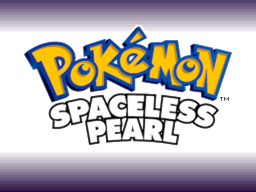 The title screen: the Pokémon Spaceless Pearl logo over a plain striped background