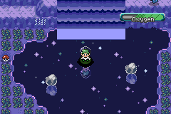 The player swimming through an underwater cave past glowing crystal clusters, with an Oxygen meter shown at the top of the screen
