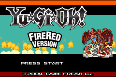 The Yu-Gi-Oh POKeDUEL FireRed-based title screen
