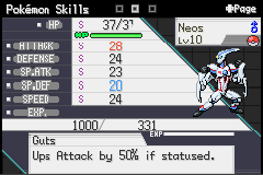 A battle screen showing a Duel Monster's stats and ability text